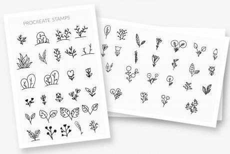 100 Procreate stamps Boho-Chic Plants and Leaves