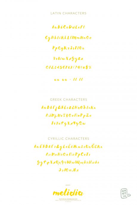 Melidia Greek Cyrillic handbrushed font