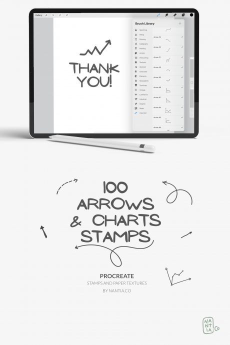 100 Arrow Procreate Stamp Brushes