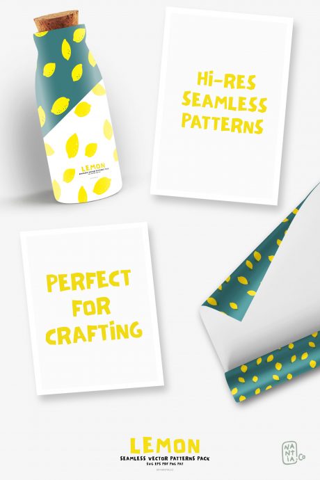 Lemon Seamless Vector Patterns Pack