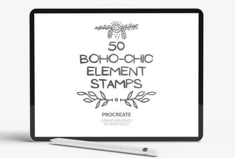 Procreate stamps Boho-Chic elements By nantiaco
