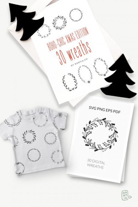 30 Christmas Vector Wreaths