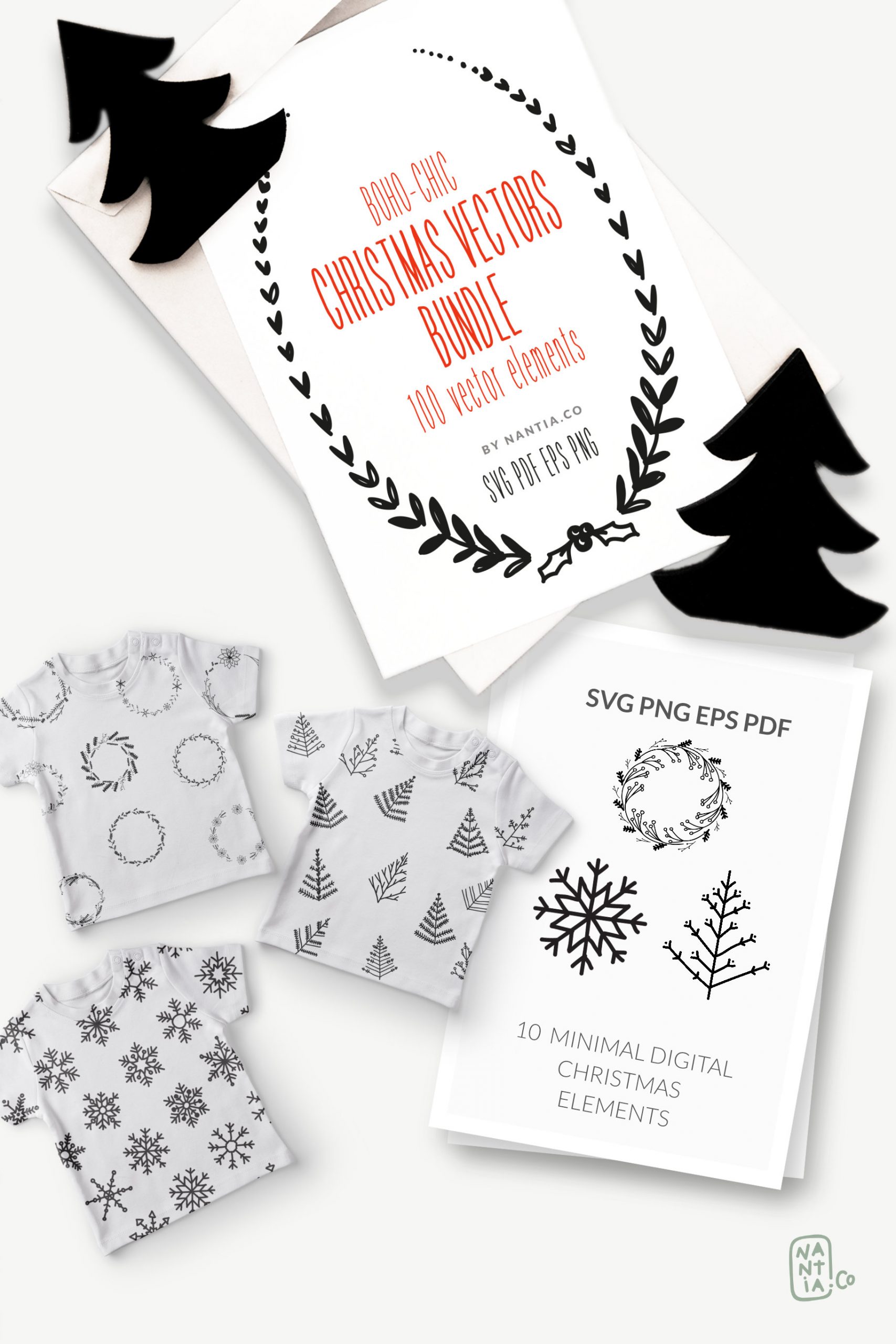 Download Boho Chic Christmas Vectors Bundle Buy Graphics By Nantia Co 3D SVG Files Ideas | SVG, Paper Crafts, SVG File