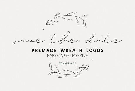 Save The Date Premade Wreath Logos