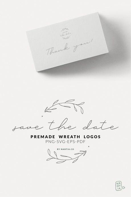 Save The Date Premade Wreath Logos