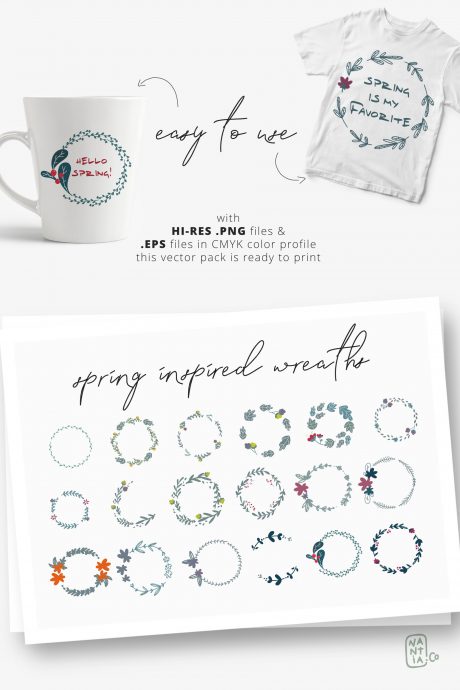 20 Spring Wreaths Vector Pack