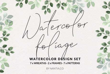 Watercolor Foliage Design Set