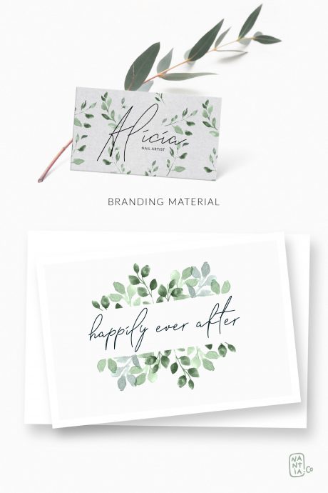 Watercolor Foliage Design Set