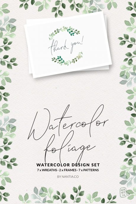 Watercolor Foliage Design Set