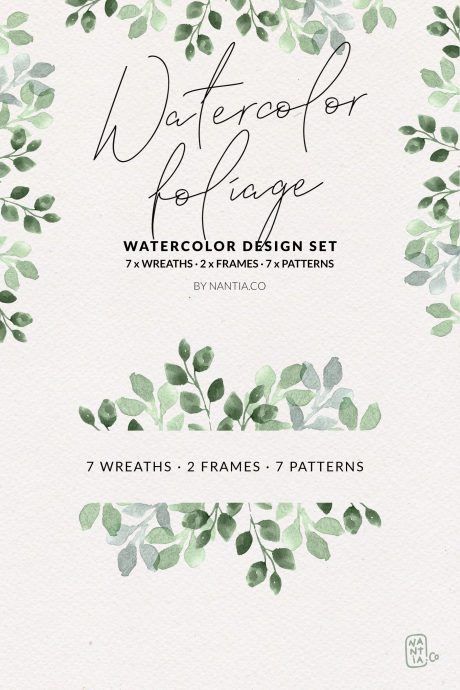 Watercolor Foliage Design Set