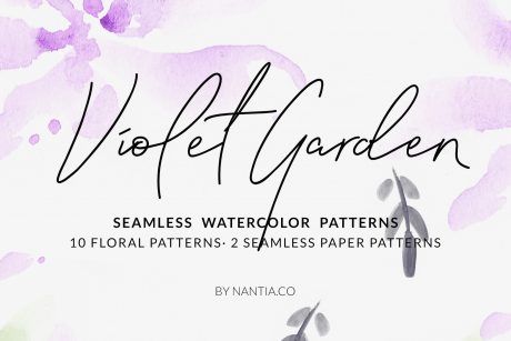 Violet Garden Watercolor Patterns