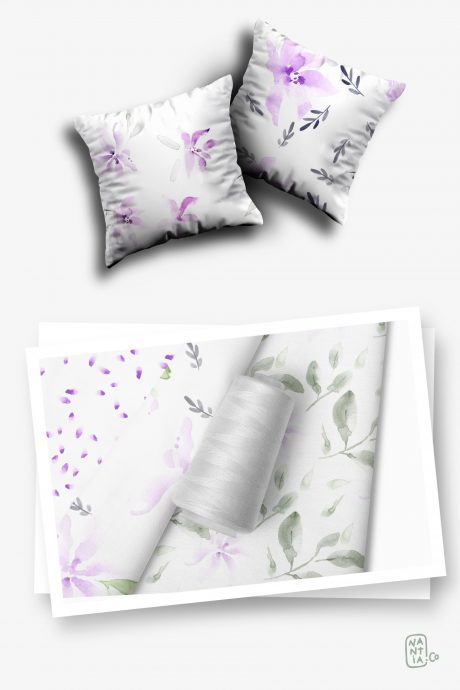 Violet Garden Watercolor Patterns