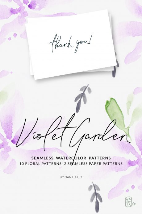 Violet Garden Watercolor Patterns