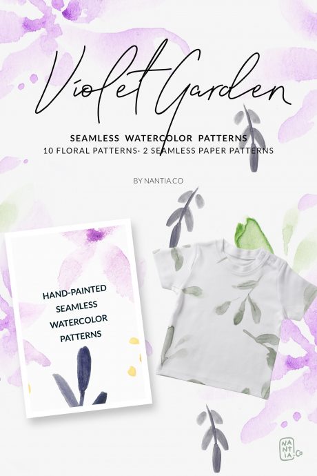 Violet Garden Watercolor Patterns