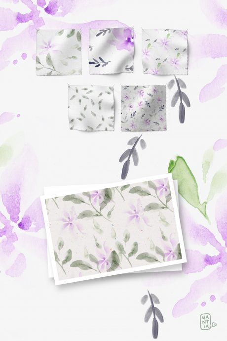 Violet Garden Watercolor Patterns