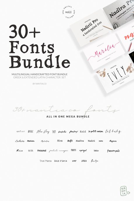 30+ Greek Fonts Bundle Vol. 1 By Nantia.co