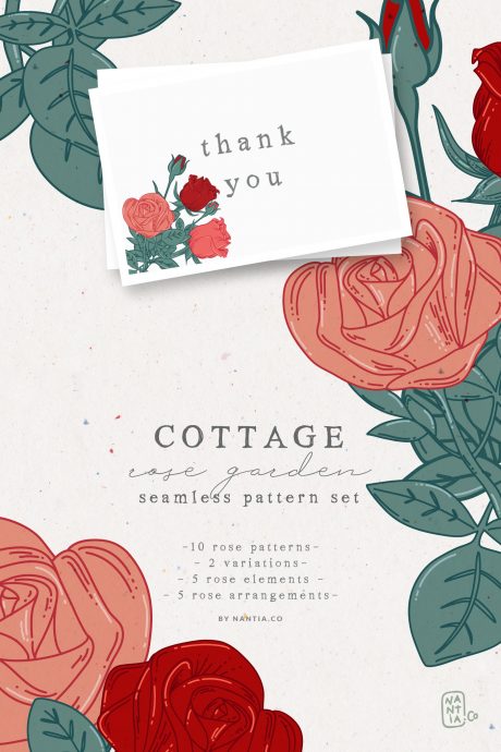 Cottage Rose Garden Pattern Set